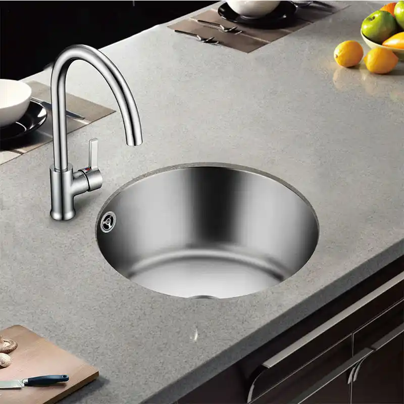Kitchen Sinks Single Bowl Sus 304 Stainless Steel Round Drawing