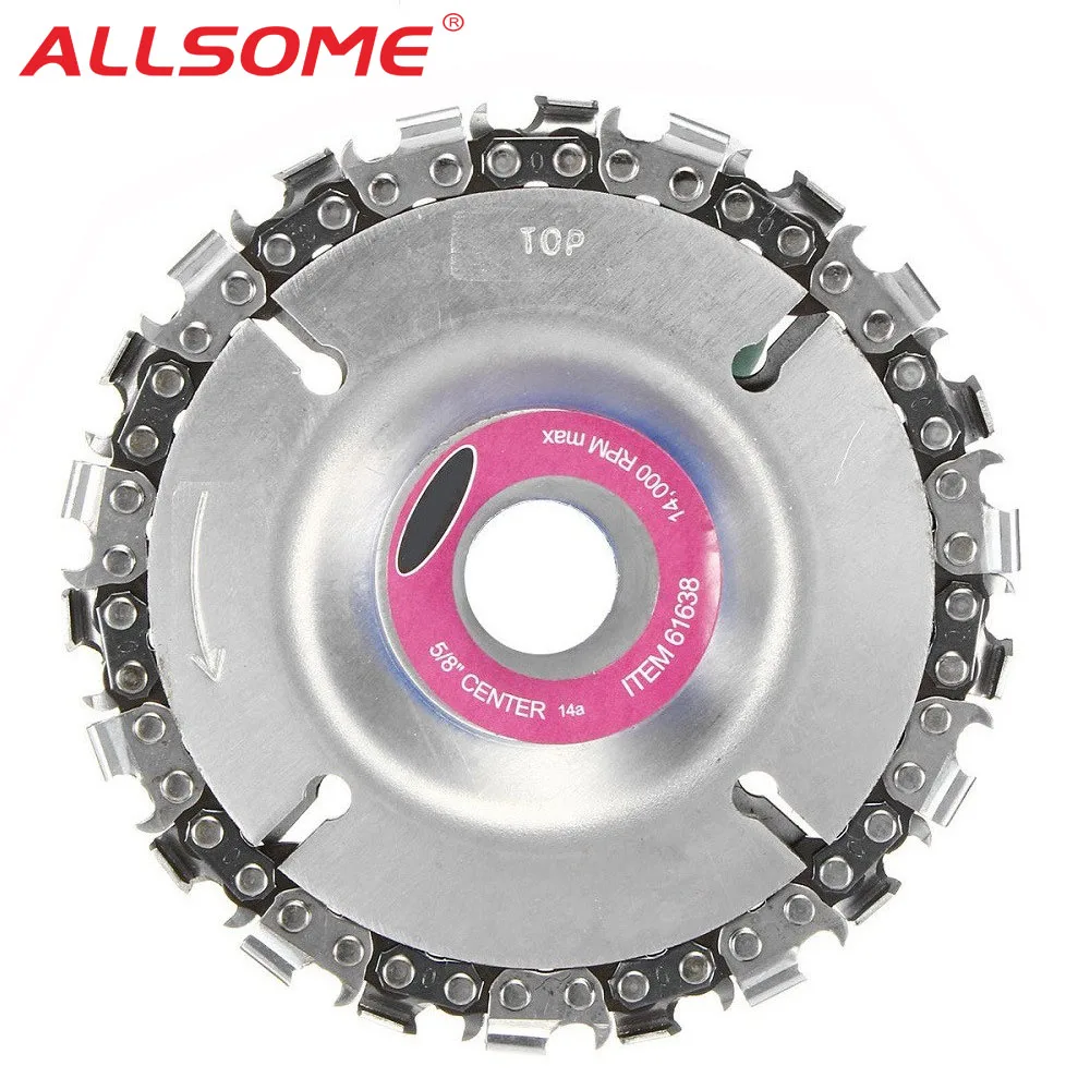 

ALLSOME 4 Inch Grinder Disc and Chain 22 Tooth Fine Cut Chain Set For 100/115 Angle Grinder HT2106