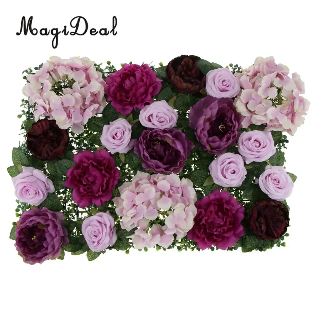 Artificial Rose Peony Hydrangea Flower Wall Panels Backdrop Blue