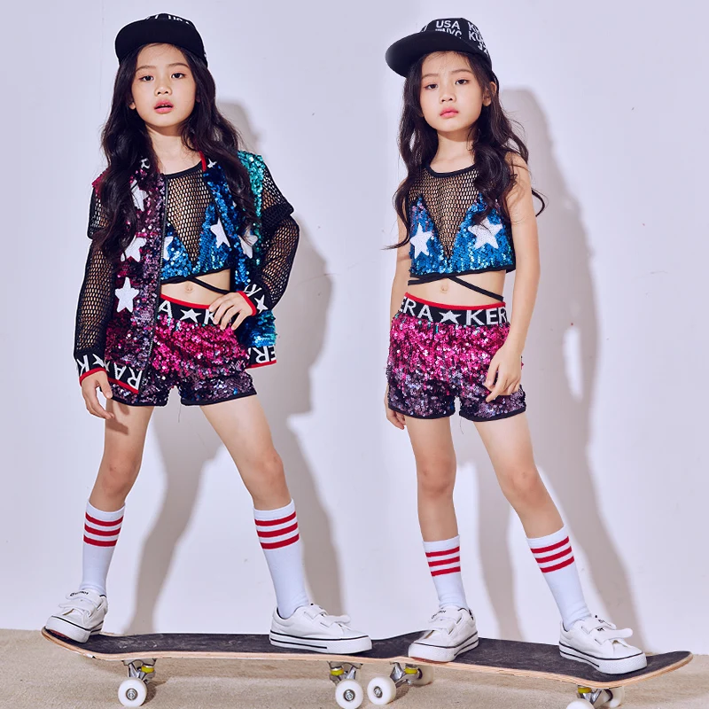 

Girls Jazz Dance Latin Costumes Modern Dance Children Street Dance Hip Hop Modern Dance Costume Three Pieces/Set