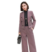 Красные клетчатые брюки с высокой талией и широкими штанинами, спелые женские очаровательные костюмы, осенний зимний костюм с длинным рукавом, женские офисные комплекты для леди