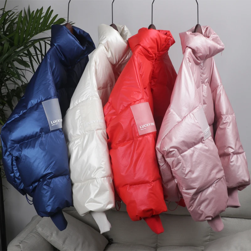 Goedkoop 2019 Vrouwelijke Glossy Down Parka Winter Jas Vrouwen Grote Maten Dikke Donsjack Losse Witte Duck Down Jas Waterdicht Bovenkleding