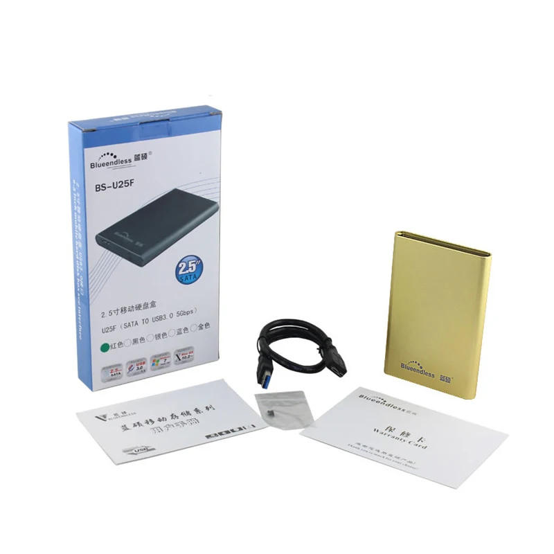 New Arrival Aluminum Case USB 3 0 with Cable to SATA up to 1TB hdd ssd 5
