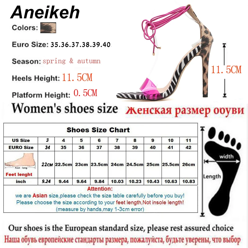 Aneikeh/ г.; сандалии на высоком тонком каблуке с леопардовым принтом для зрелых женщин; вечерние сандалии-гладиаторы с острым носком; эластичная лента; цвет розовый