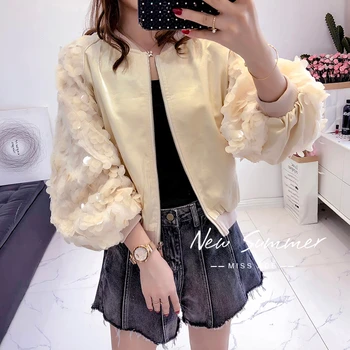 

2019 autumn korean sequins jacket women o-neck loose lantern sleeve fashion jackets casual chaqueta mujer new arrival