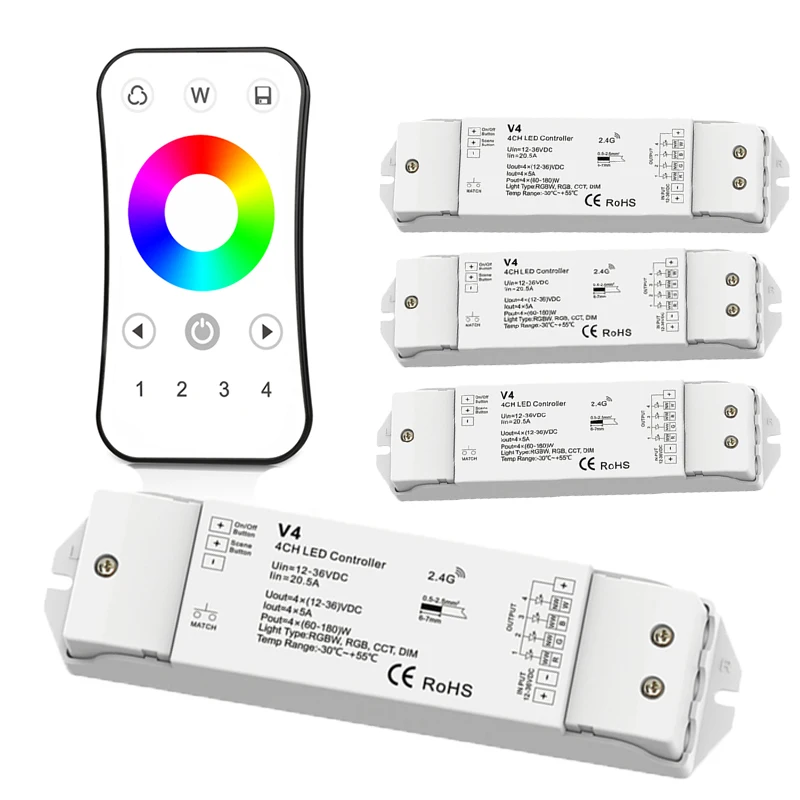 New Led rgbw Strip controller 2.4G RF Remote Wireless 12V Led strip