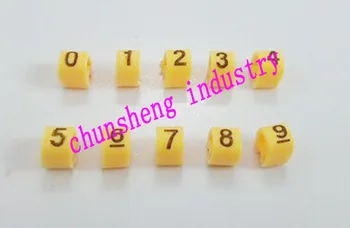 

1000pcs/box EC-0 1.0mm2 10 different number 0-9 cable marker yellow color set