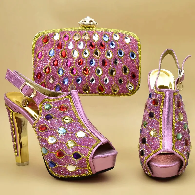 Bolso Azul Y Con Africana Cielo Diamantes rosado Mujeres Calidad Juego Italiano oro púrpura Bolsos Las Decorado Imitación Zapatos azul Bolsas Alta De EqXnftwa
