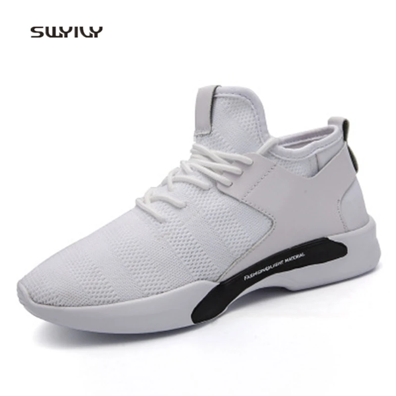 SWYIVY Men Running Shoes Super Light Cushioning Sneakers 2018 New Slip-on Breathable Homme Sport Jogging Shoes Solid Color