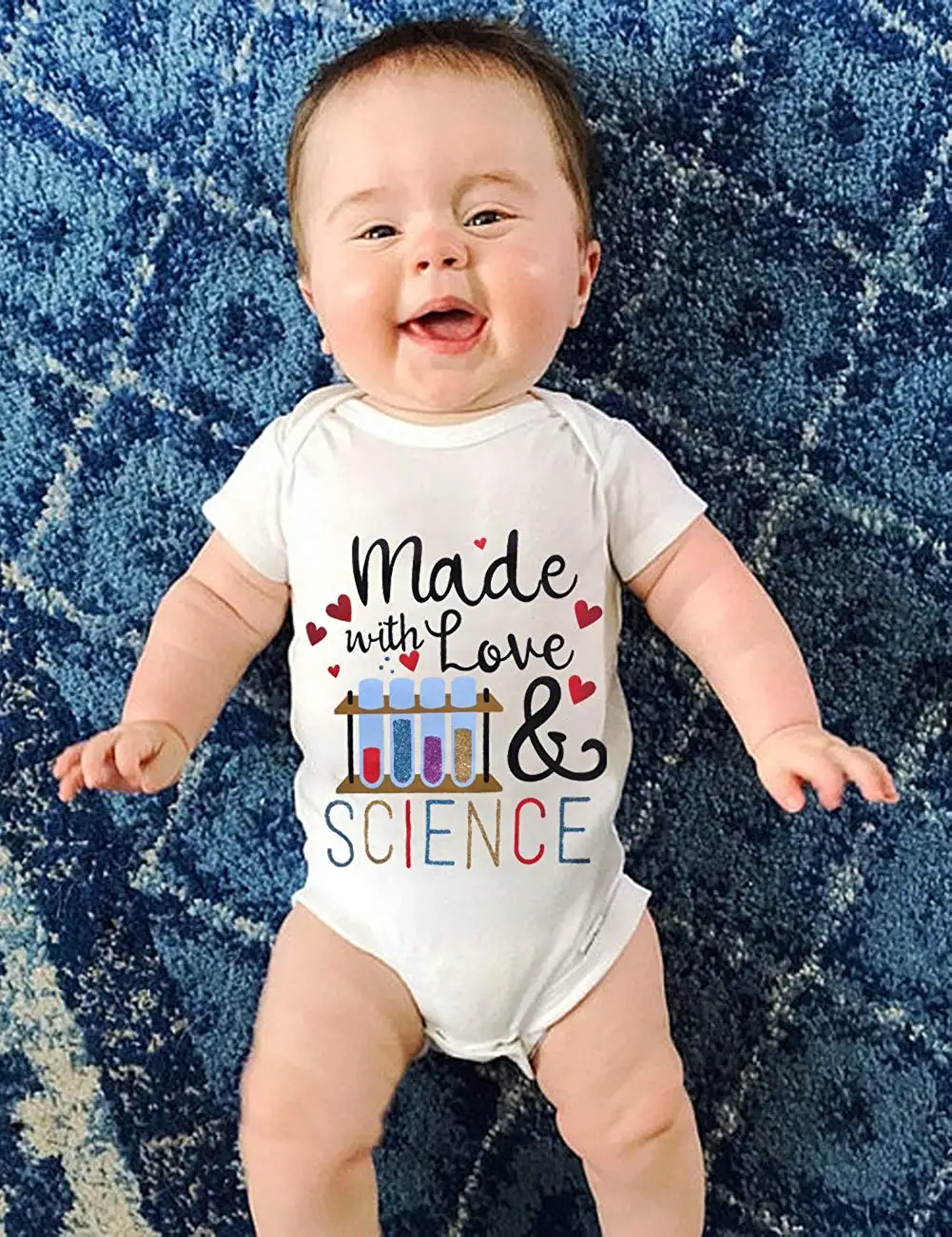 Oklady/комбинезон с короткими рукавами и надписью Love Science для новорожденных