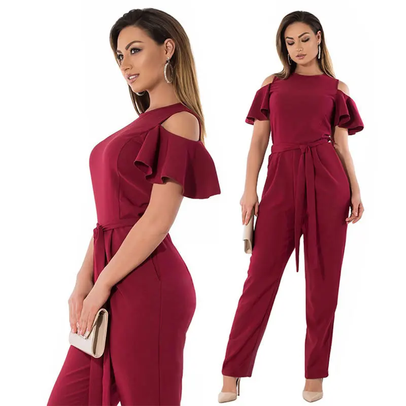 

2018 summer jumpsuit 5XL 6XL plus size women overalls rompers women jumpsuit off shoulder Ruffles playsuits mono mujer