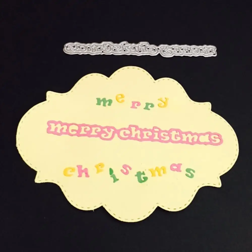 

96*11MM Merry Christmas Making Scrapbook Greeting Card Hollow Metal Cutting Dies Stencil Frame Embossing Template DIY