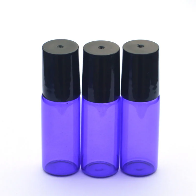 

1Pcs Empty 5ml Perfume Roll On Purple-blue Glass Bottles Stainless Steel Ball for Essential Oil Vials Mini Roller Bottle
