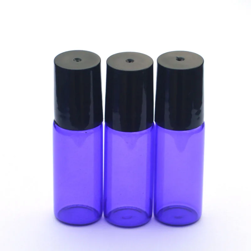 1pcs Empty 5ml Perfume Roll On Purple Blue Glass Bottles Stainless