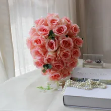 Слоновой кости брошь букет высокая-конец Пользовательские Свадебные букеты роз teardrop стиль букет невесты свадебные украшения