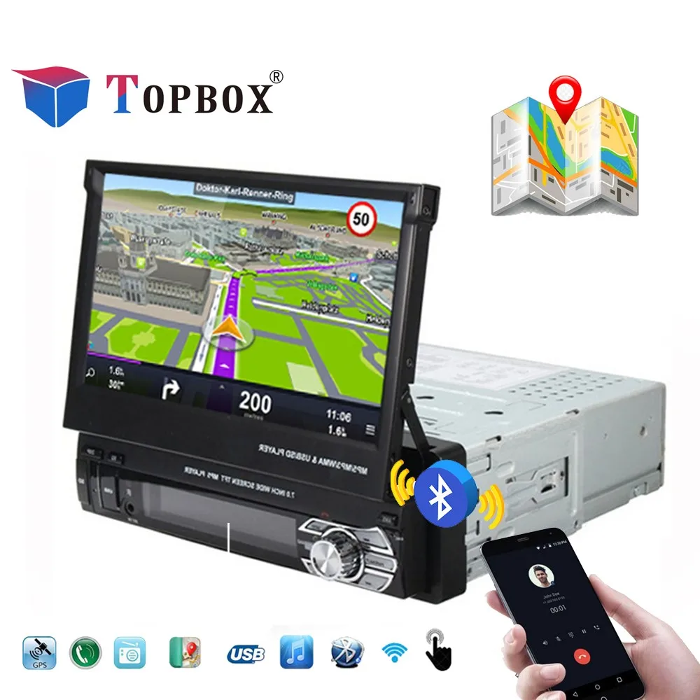 Topbox 2 Din Car Radio GPS navigation 12V 1 Din 7 Inch ...