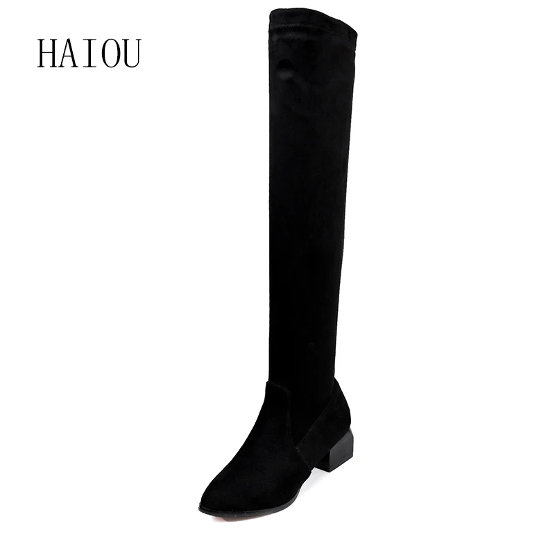 HAIOU Brands Botines Female Winter Boots for Women Over The Knee High Thigh Boots High Heel