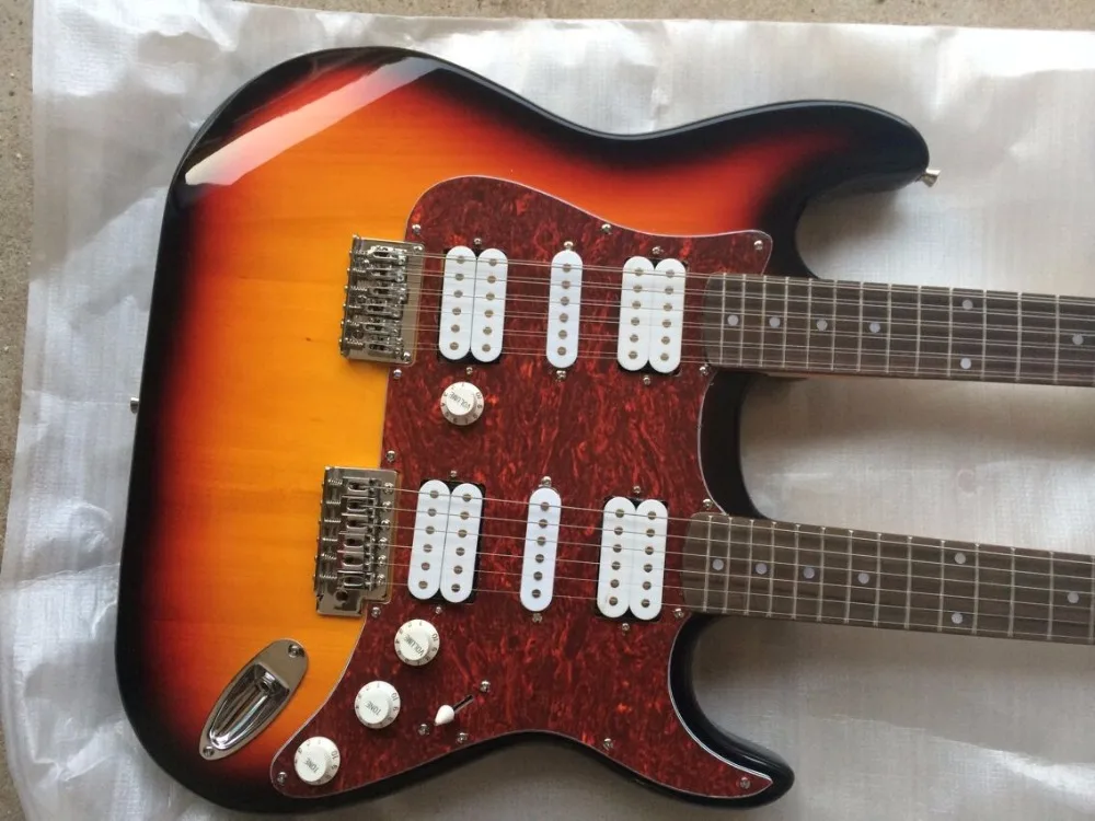 Wholesale new STR double neck Electric Guitar top quality in sunburst 141001