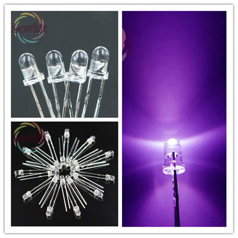 

High Quality 1000pcs 3MM Round Top Purple leds 3mm Ultra Bright LED light Emitting Diodes Electronic Components Wholesale Retail