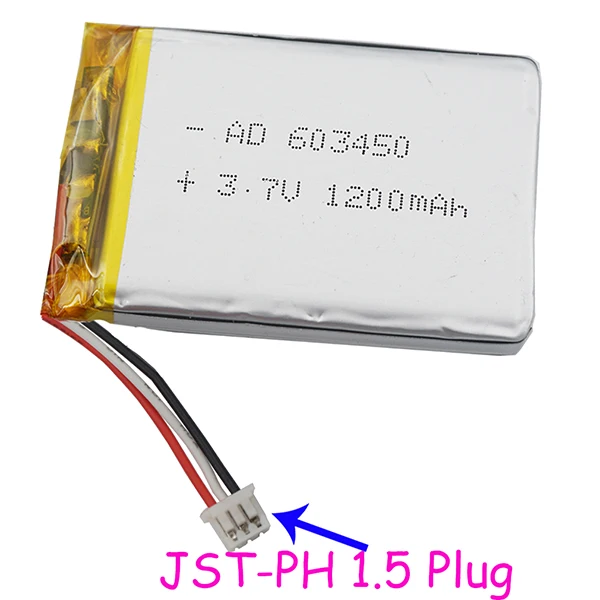 Xinj 3,7 V 1200 мАч литий-полимерный аккумулятор lipo сотовый 3pin 1,0/1,25/1,5/2,0/2,54 мм штекер 603450 для спутниковой навигации PDA, камера музыкальный плеер - Цвет: 3pin 1.5mm plug