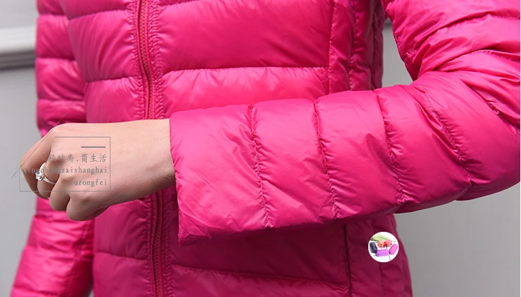 Пуховик женский на зиму Повседневный двухсторонний ультра легкий пуховик женский длинный рукав теплое короткое пальто парка верхняя одежда