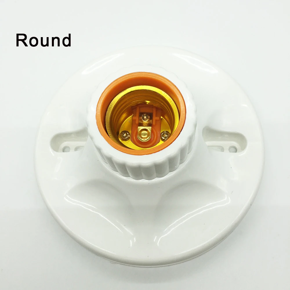 

E27 LED Light Bulb Holder Round Square Fitting Screw Socket with US Plug Switch E27 Base Lamp Socket For Home 6A 110V-220V
