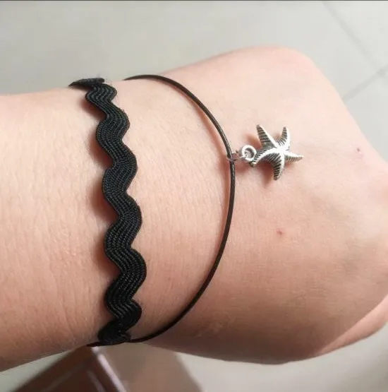 

lx198 New personality silver color starfish vintage wave shape bracelet women's fashion jewelry Gothic simple bracelet