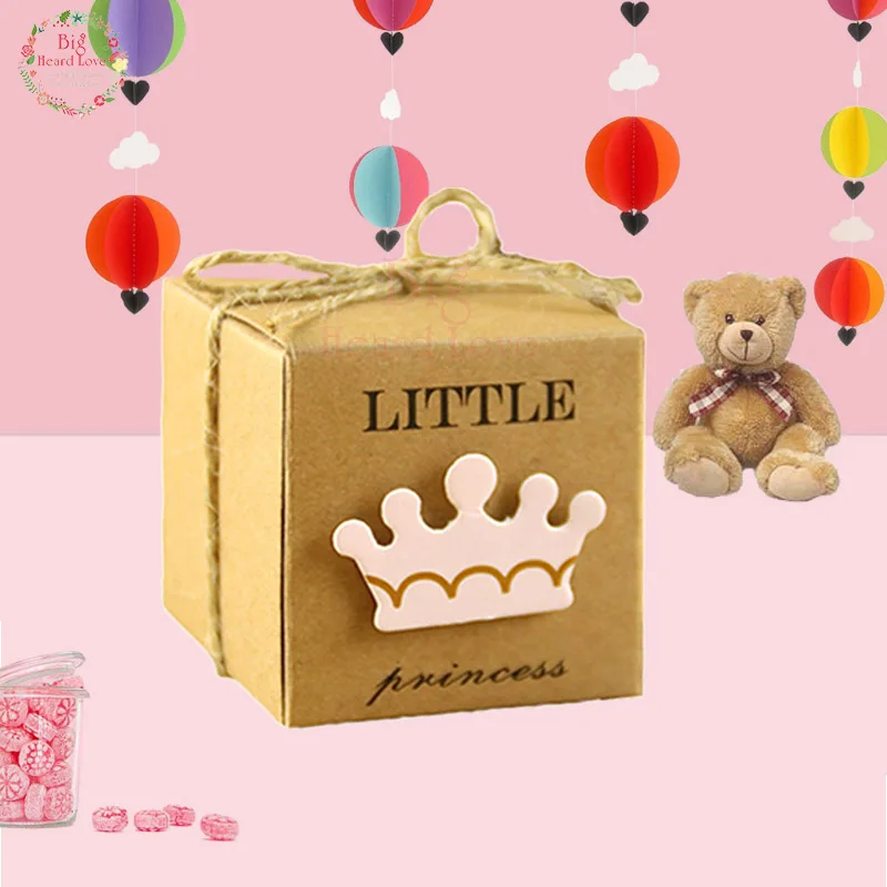 10 шт. маленькая принцесса коробка для конфет из крафт бумаги Корона Baby Shower День