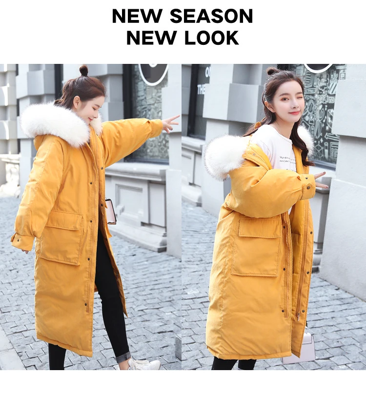 AYUNSUE Parkas Mujer Long Winter Jacket Women Coat Korean Parka Fur Collar Large Size warm padded womens jackets KJ2471