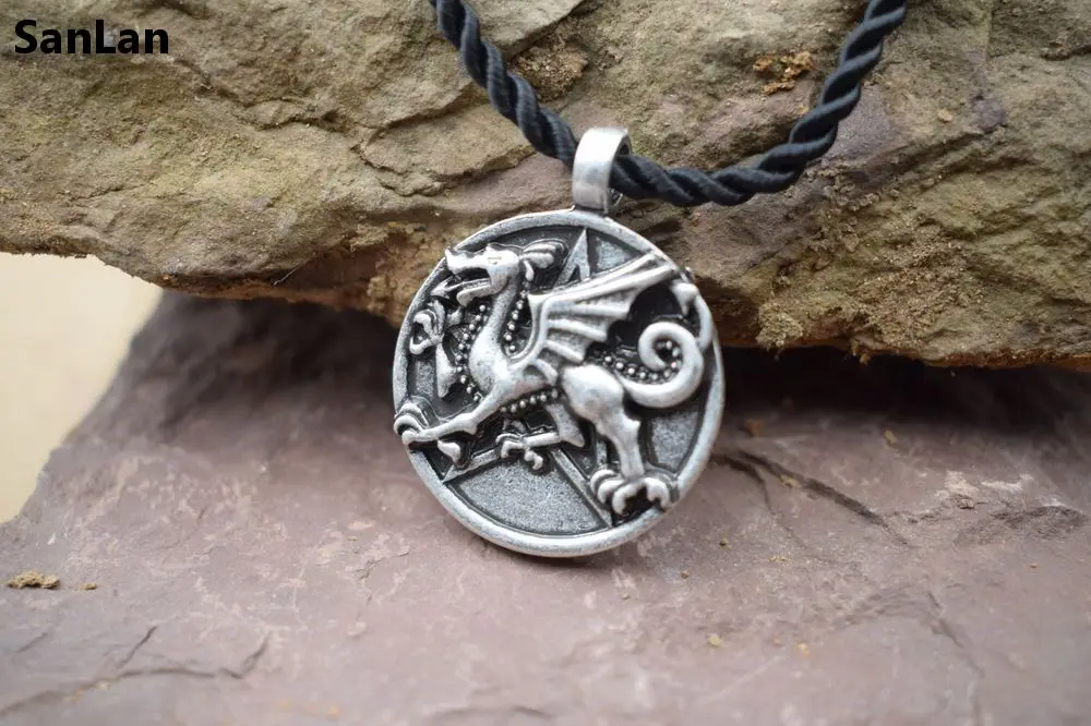 1 шт. ожерелье в виде дракона покрытое античным серебром|medieval jewelry|gothic necklacedragon