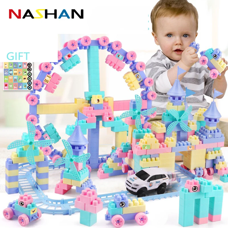 

100-300PCS Marble Race Ferris Wheel Track Building Blocks Big Size Track/Car Building Blocks Educational Bricks Toys Kids Gifts