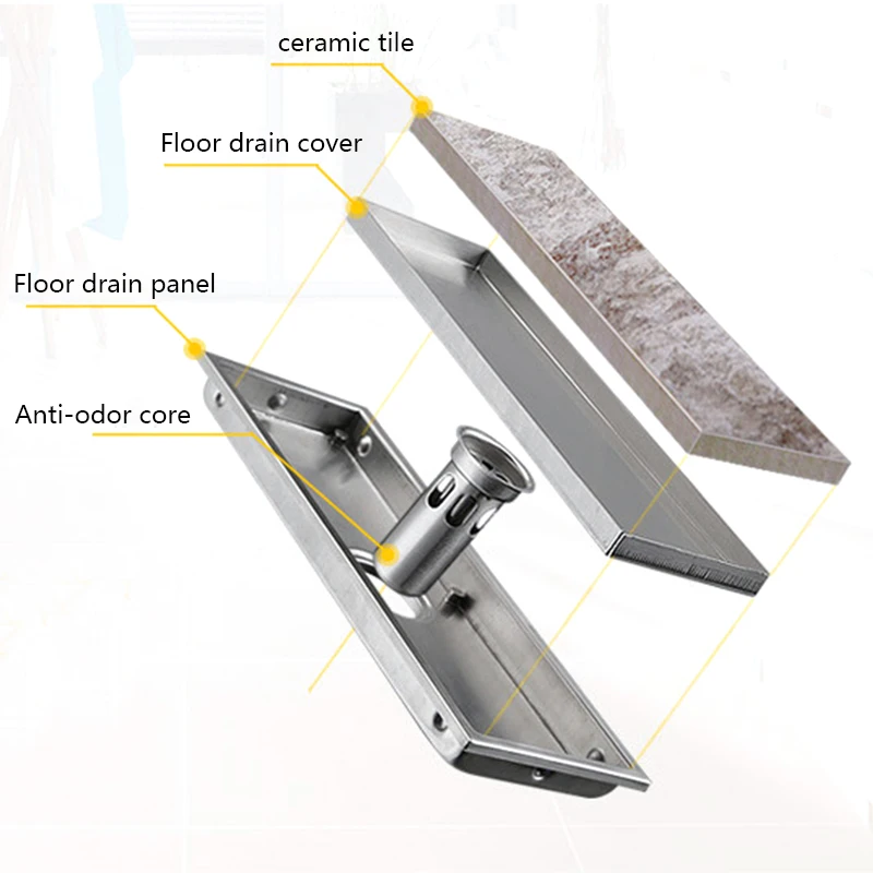 12-дюймовый Линейный душ Трап с невидимая плитка вставка в виде решетки