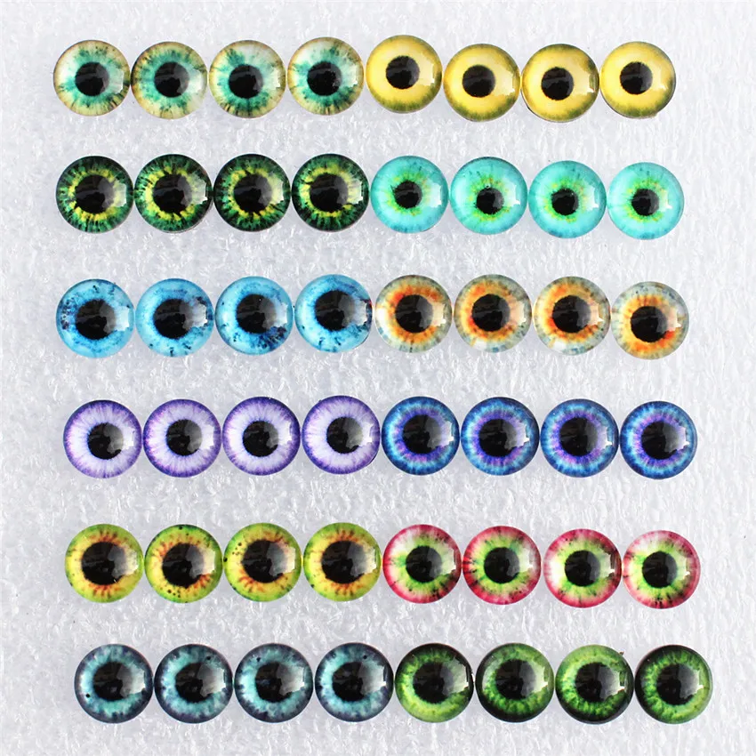 8 мм 10 мм 12 мм смешанные с 12 различными стилями глаза Дракона в парах шаблон стеклянные кабошоны для фото DIY Изготовление 50 шт