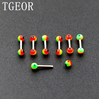 

free shipping wholesale Hot Fashion Charm earring 100pcs 1.0*6*3/3mm rasta reggae ball acrylic tragus ear piercing
