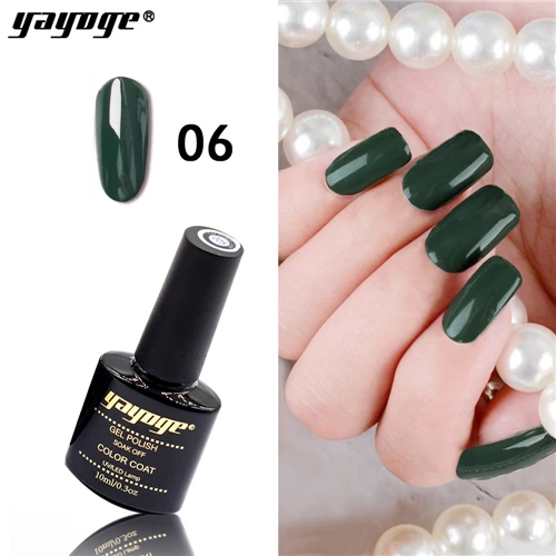 YAYOGE 10ml gel polish 6 colors Olive green series Semi Permanent Vernis top coat UV LED Gel Varnish Soak Off Nail Art Varnish - Цвет: Olive green 6