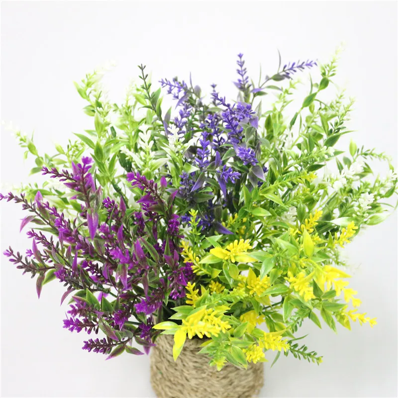 JAROWN Artificial Plants Fake Plastic Lavender 7 Branch Simulation Plastic Flower Bouquet For Wedding Home Party Decoration (6)