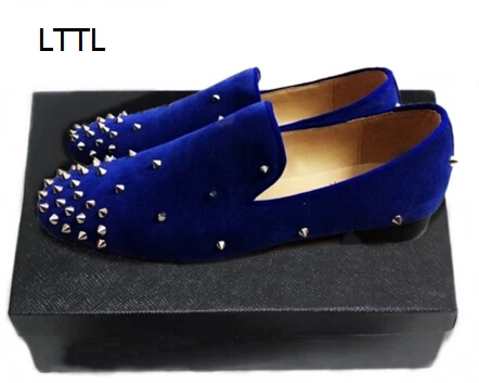 

fashion Handmade Luxury Men Shoes Spikes embellished loafers slip on stylish man spike flat shoes