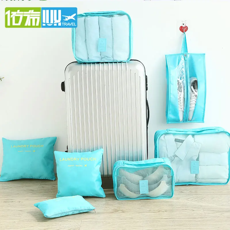 Goede IUX Fashion Multifunctionele 7PCS Vrouwen Reistas Clother Ondergoed Beha Verpakking Kubus Bagage Organizer Pouch Familie Closet Tassen