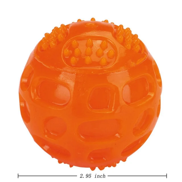 Pet Dog Toys Molar Bite-resistant Ball Dog Toy Interactive Rubber Chew Toys Squeak Training Durable Playing Balls For Dogs 2