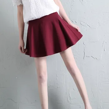 

New Spring High Waist Ball Pleated Skirts Harajuku Skirts Slim Soild Mini Skirt