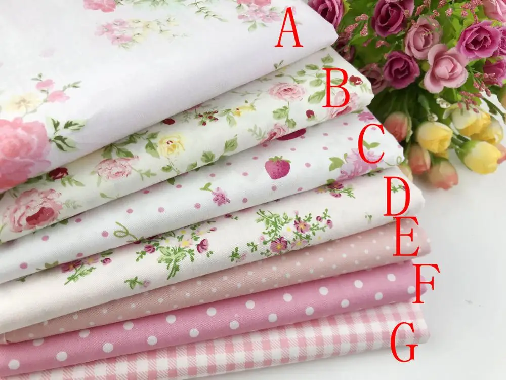 

Delicate (50cmx50cm) Pink Fat Quarter Bundle 100% cotton Fabric Quilting fabric Home Textile Bedding Sewing Doll Cloth DIY
