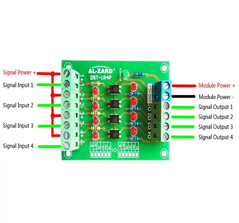 24 В до 5 В 4 канальная оптопара изоляционная доска изолированный модуль PLC уровень сигнала преобразователь напряжения доска 4 Бит