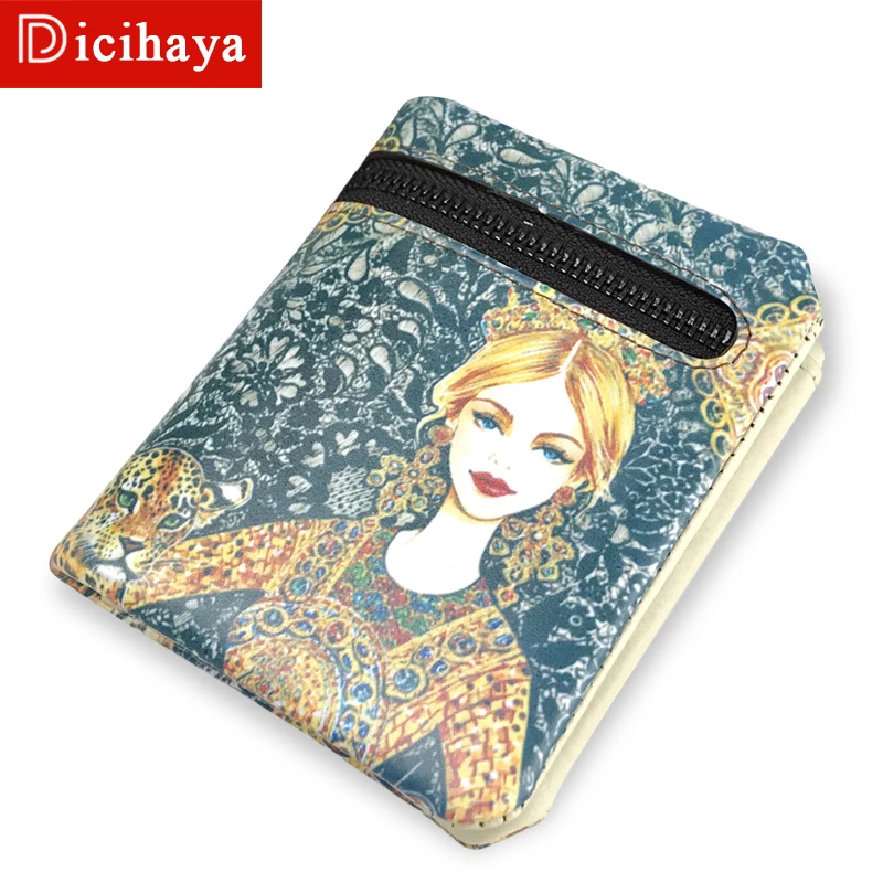 

DICIHAYA Women Small Card Holder Ladies Cowhide Leather Wallet Zipper Coin Purse Wallets Ultra-thin Purses Card Hold 702A05