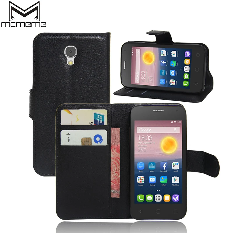 

Luxury Phone Carcasa Case For Alcatel One Touch PIXI First 1st 4024D 4.0'' Alkatel Flip Cover PU Leather Wallet Bag With Stand