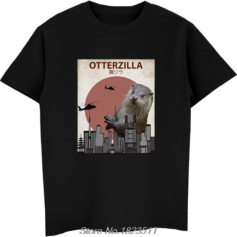 Забавная горячая Распродажа модная футболка Otterzilla забавная выдра | милый подарок для любителей выдры Футболка мужская крутая футболка Harajuku уличная одежда - Цвет: black new