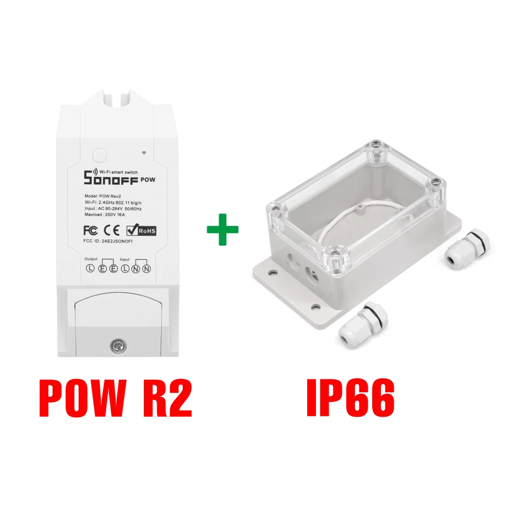 Интеллектуальный выключатель света Sonoff Pow R2 16A переключатель Wi-Fi Мощность контроль потребления приложение Управление умный дом автоматизация работать с Alexa Google Home - Комплект: Pow R2 with IP66