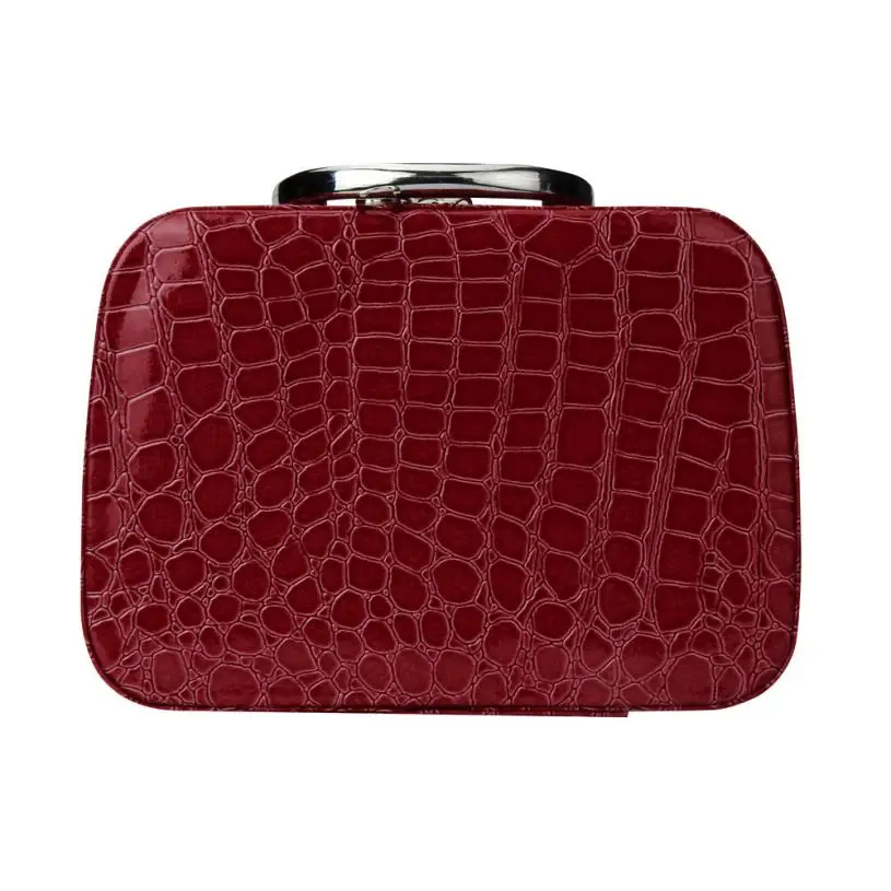Коробка для макияжа модное Хранение Косметики сумка Футляр Шкатулка для ювелирных изделий кожаная сумка для косметики в дорогу дорожный несессер# Zer - Цвет: Red