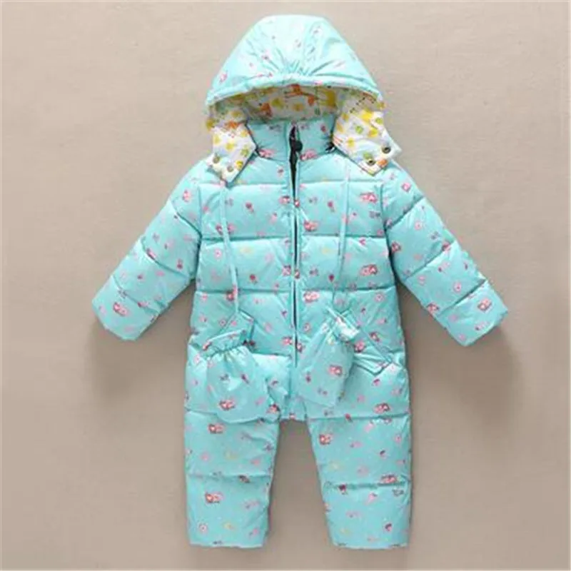 

Newborn Baby Clothes Winter Baby Conjoined Down Jacket Toddler Kids Snow Wear with Gloves Very Warm Coveralls 12M-18M-24M-3T