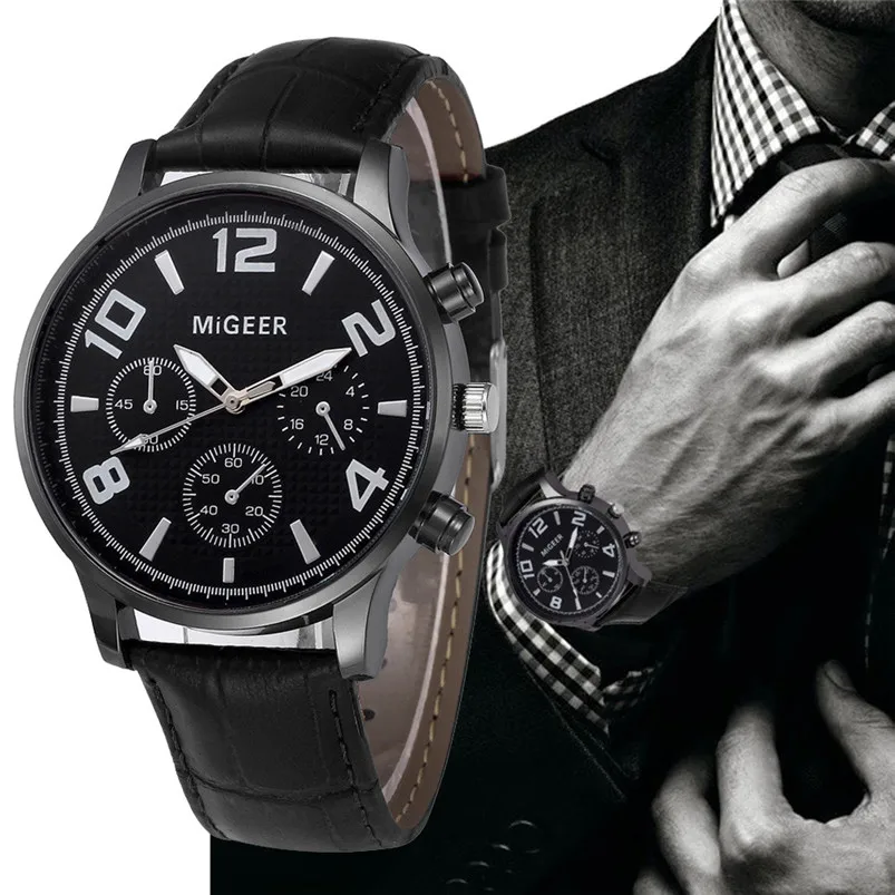

Men Quartz 2017 High Quality Luxury Fashion Mens Casual Retro Design Leather Band Analog Alloy Quartz Wrist Watch