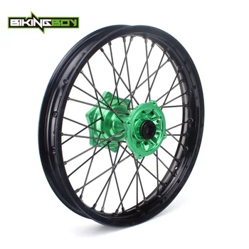 

BIKINGBOY 18" MX Motocross Rear Wheel Rim Green Hub 36 Spokes for Kawasaki KX125 KX250 03-13 KX-F 250 450 06-17 KLX 450 07-2013